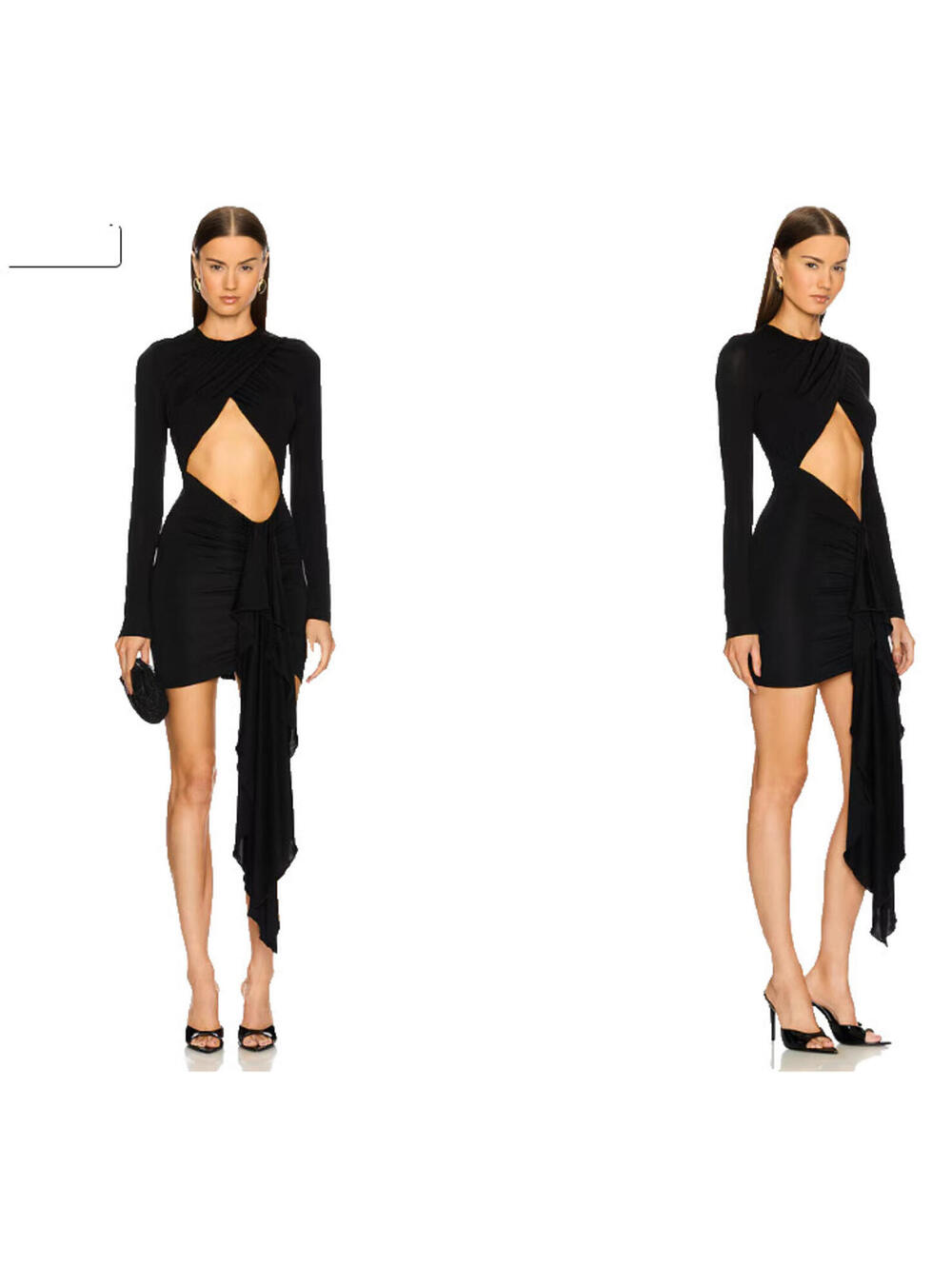 Michael Costello x Revolve Isabella Mini Dress Front cut-out black Size M $218